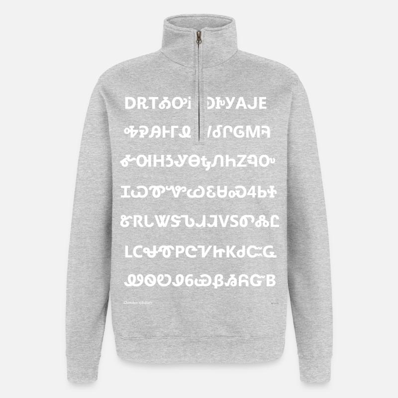 Cherokee-Silbenschrift (weiß) - Quarter-Zip-Sweatshirt - Grau meliert