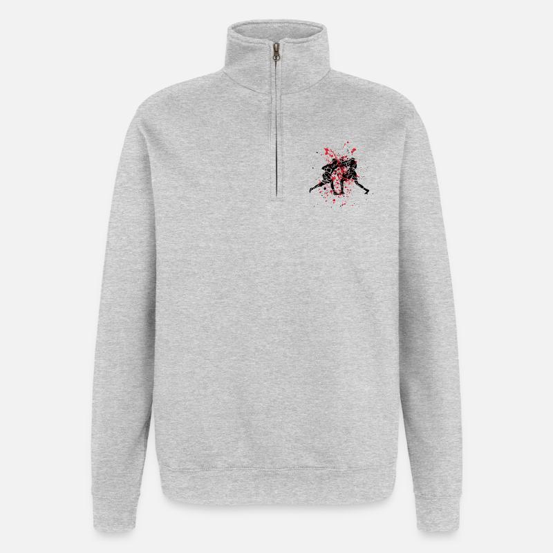 Boxe anglaise sur du rouge abstrait - Sweat à zip 1/4 - gris chiné