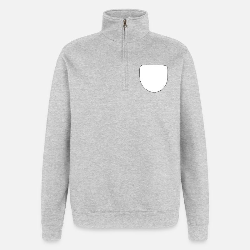 Poche blanche factice - Sweat à zip 1/4 - gris chiné