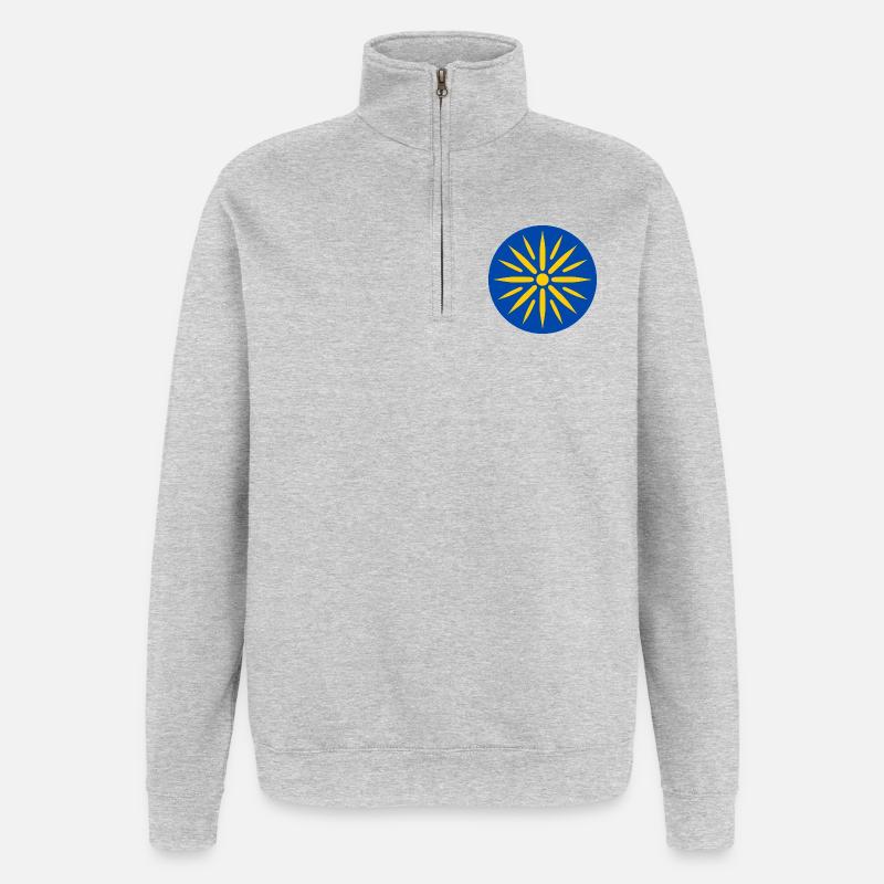 Blue sun in rays - Quarter-Zip Sweatshirt - heather grey