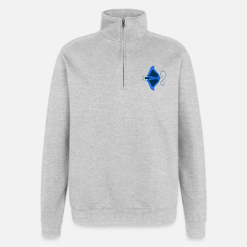 Manta Linear Blue stilisiert - Quarter-Zip-Sweatshirt - Grau meliert