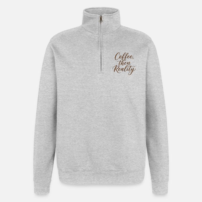 Dicton du café - Sweat à zip 1/4 - gris chiné