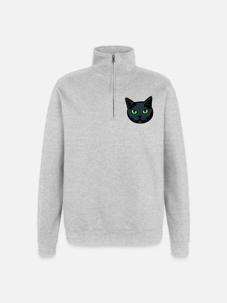 Grey Cat / Male "British Shorthair" - Quarter-Zip Sweatshirt - heather grey