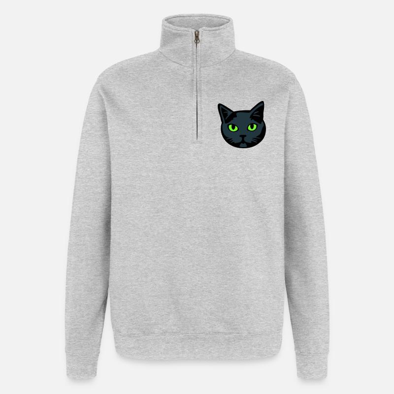Graue Katze / Kater "Britisch Kurzhaar" - Quarter-Zip-Sweatshirt - Grau meliert