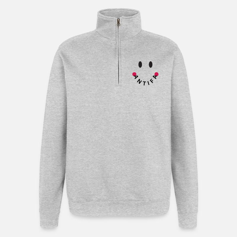 Friendly Antifa Original - Quarter-Zip Sweatshirt - heather grey