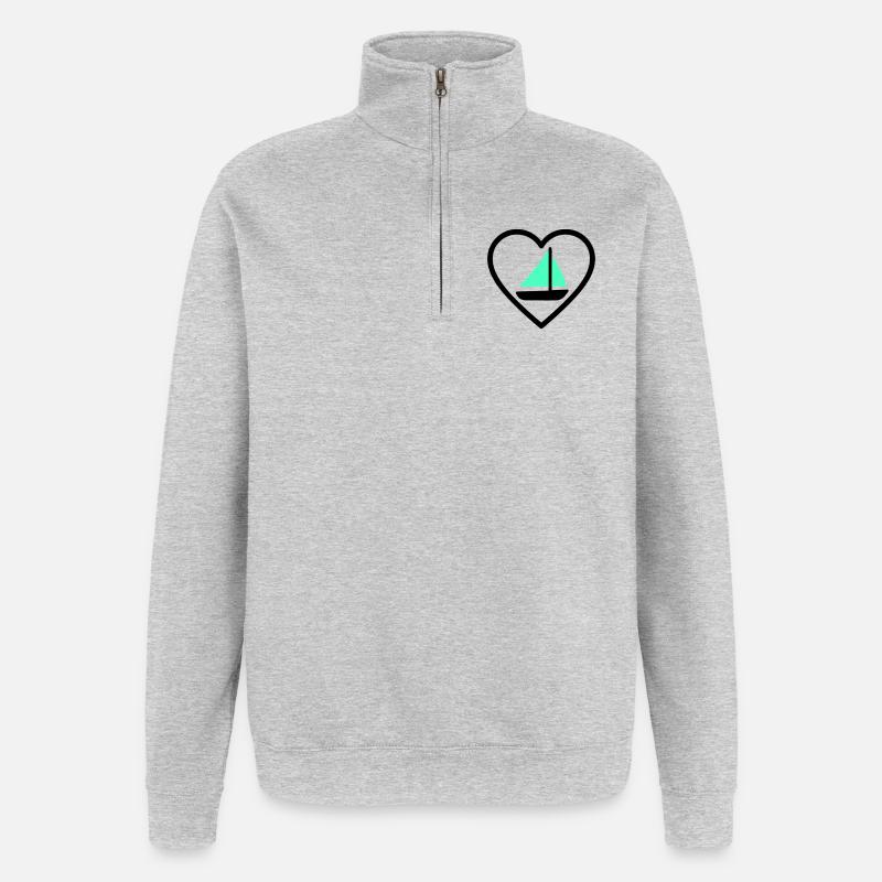 Cuore Vela – Passione Navigazione - Sweat à zip 1/4 - gris chiné