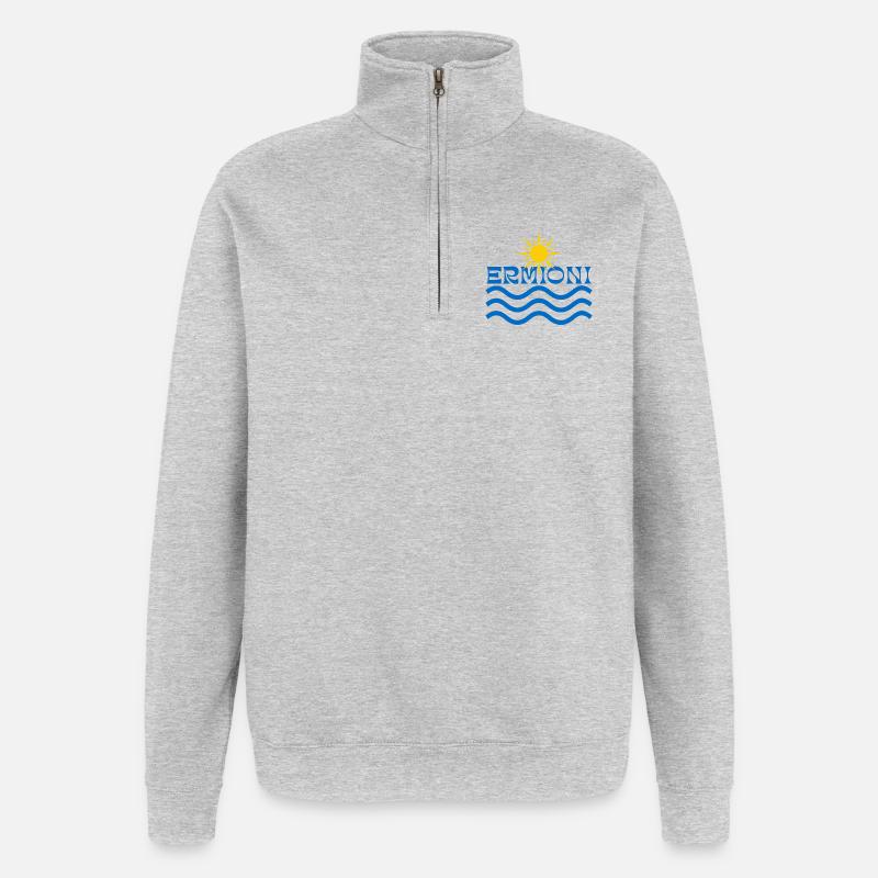 Ermioni Soleil et Vagues - Sweat à zip 1/4 - gris chiné