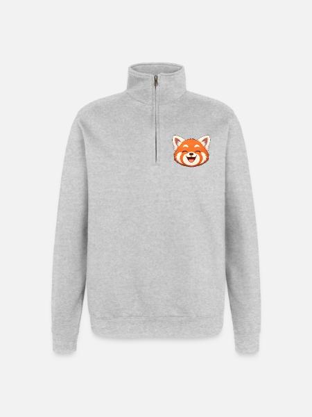 Sloth, the red panda all smiles - Quarter-Zip Sweatshirt - heather grey