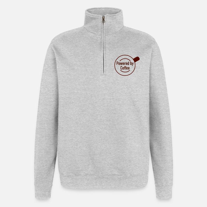 Alimenté par le café - Sweat à zip 1/4 - gris chiné