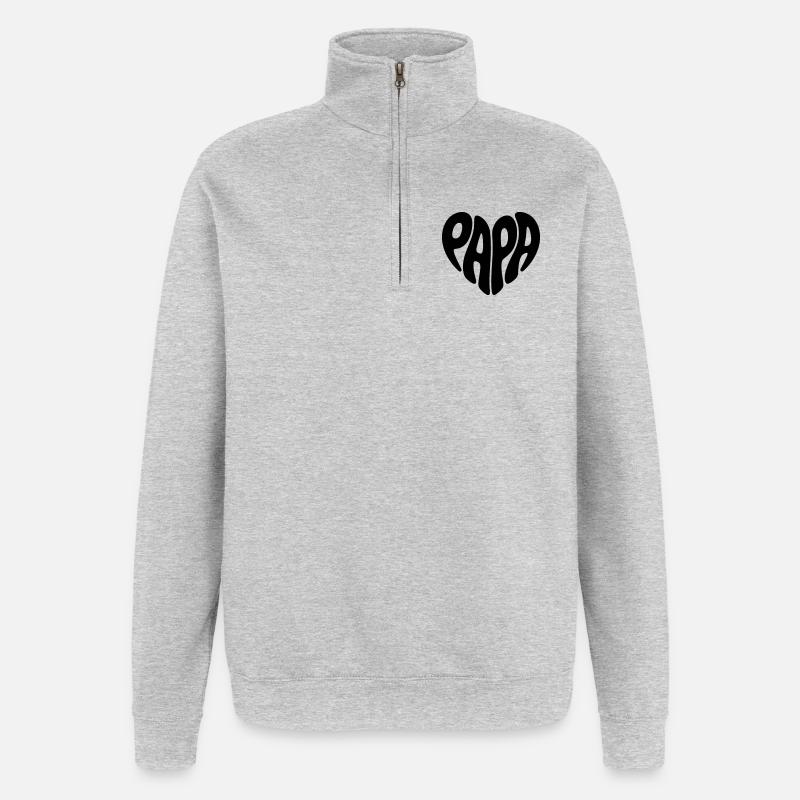 Papa - Sweat à zip 1/4 - gris chiné