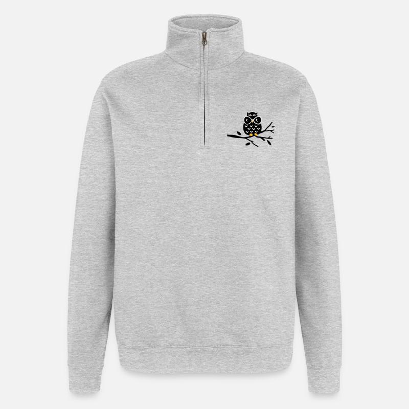 Eule - Quarter-Zip-Sweatshirt - Grau meliert
