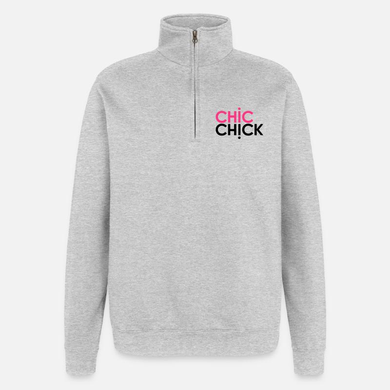 Chic Chick - Sweat à zip 1/4 - gris chiné