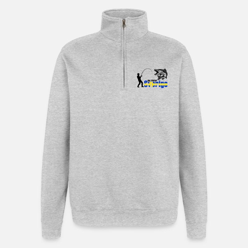 Hechtangler - Quarter-Zip-Sweatshirt - Grau meliert