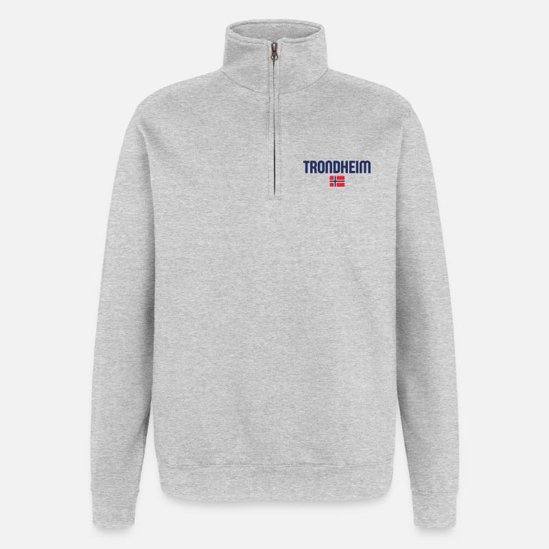 Trondheim, Norvège, Conception du drapeau - Sweat à zip 1/4 - gris chiné