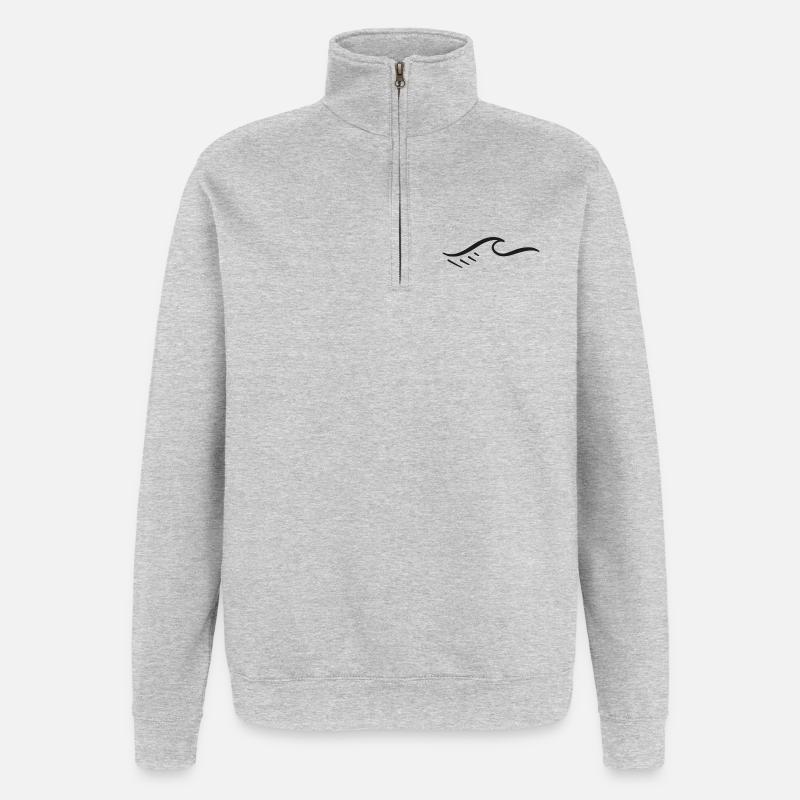 Abstract Geometric Wave Pattern - Quarter-Zip Sweatshirt - heather grey