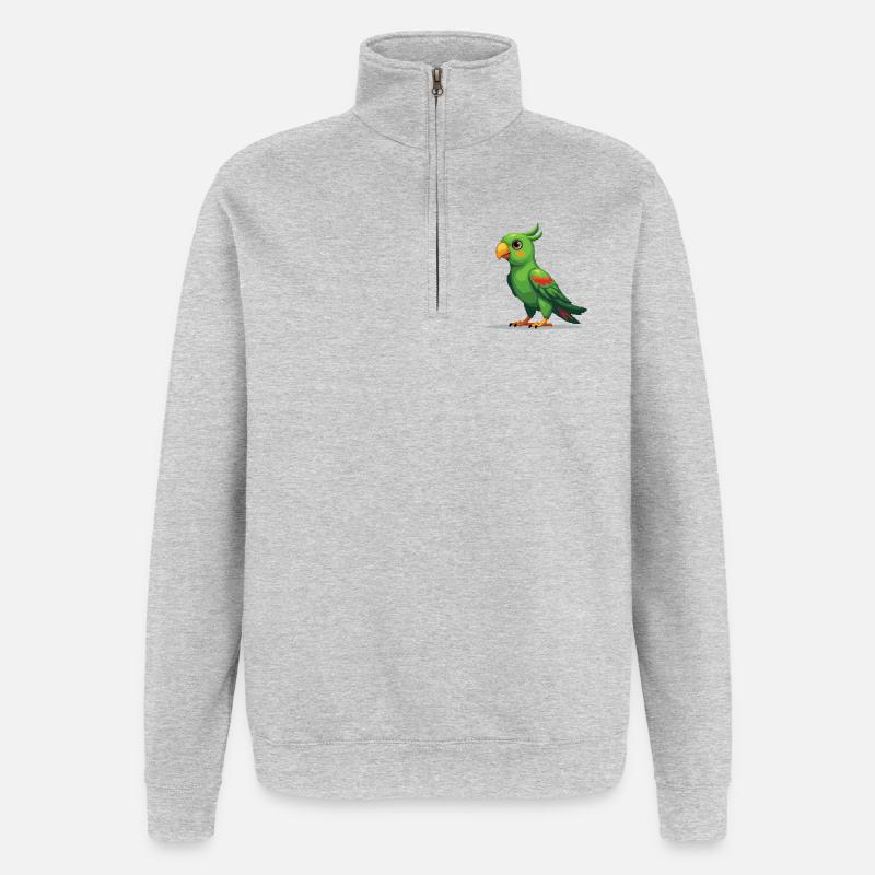 Pixel Papagei – Retro 8-Bit Style - Quarter-Zip-Sweatshirt - Grau meliert