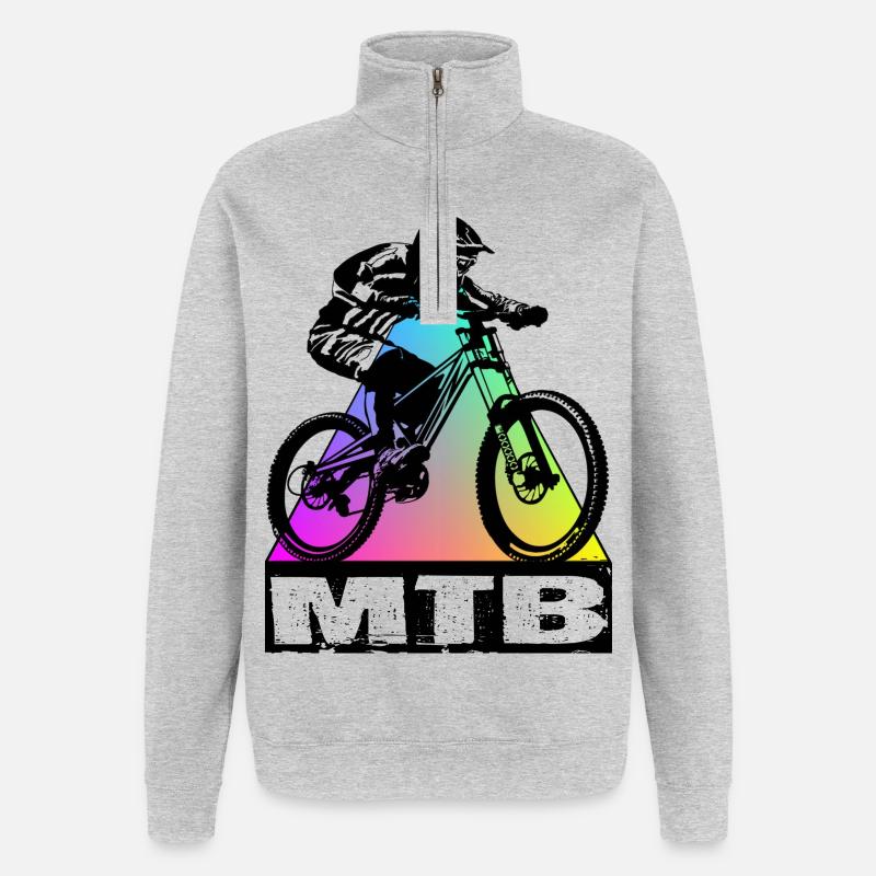 Vélo VTT - Sweat à zip 1/4 - gris chiné