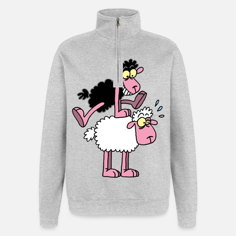 Schwarze Schafe und Springfrosch - Quarter-Zip-Sweatshirt - Grau meliert