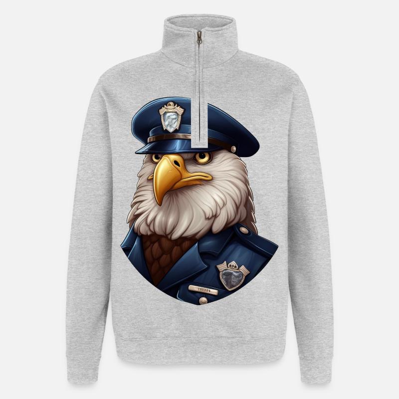 Polizei Eule - Quarter-Zip-Sweatshirt - Grau meliert