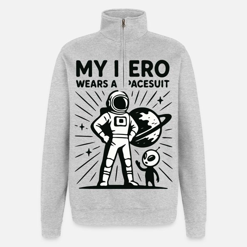 Héros de l’espace en combinaison spatiale - Sweat à zip 1/4 - gris chiné