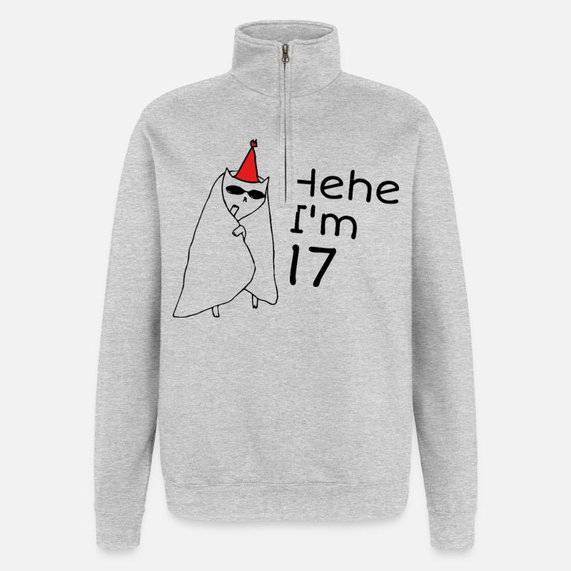 17 ans anniversaire - Cadeau 17e anniversaire - Sweat à zip 1/4 - gris chiné