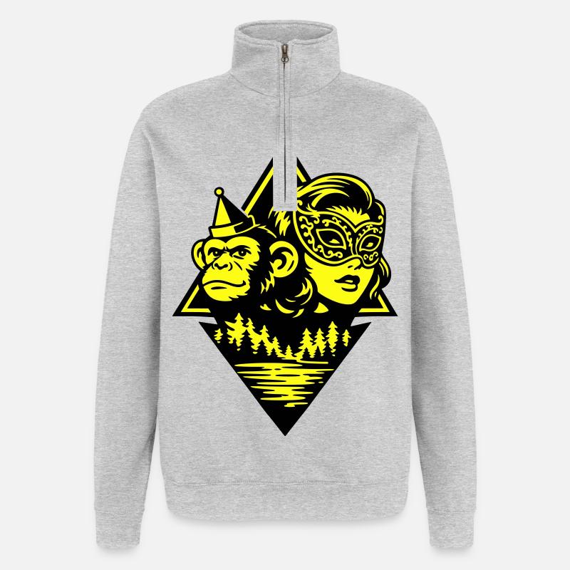 Pulp Duo - Sweat à zip 1/4 - gris chiné