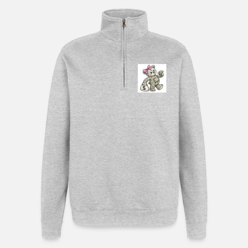 8d2916a348f8bb9dbc2e95bc656aa867 - Sweat à zip 1/4 - gris chiné