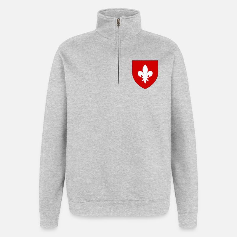 Blason héraldique de Lille - Sweat à zip 1/4 - gris chiné