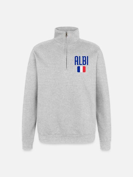 Albi France Flag Emblem - Quarter-Zip Sweatshirt - heather grey