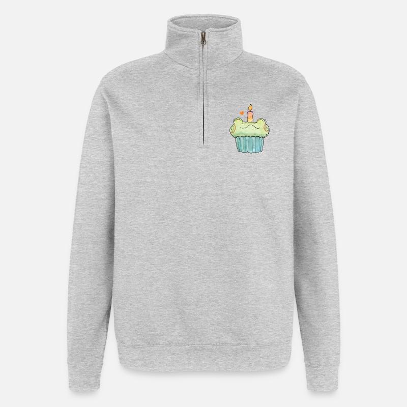 Gâteau d’anniversaire Gâteau d’anniversaire grenouille mignon - Sweat à zip 1/4 - gris chiné