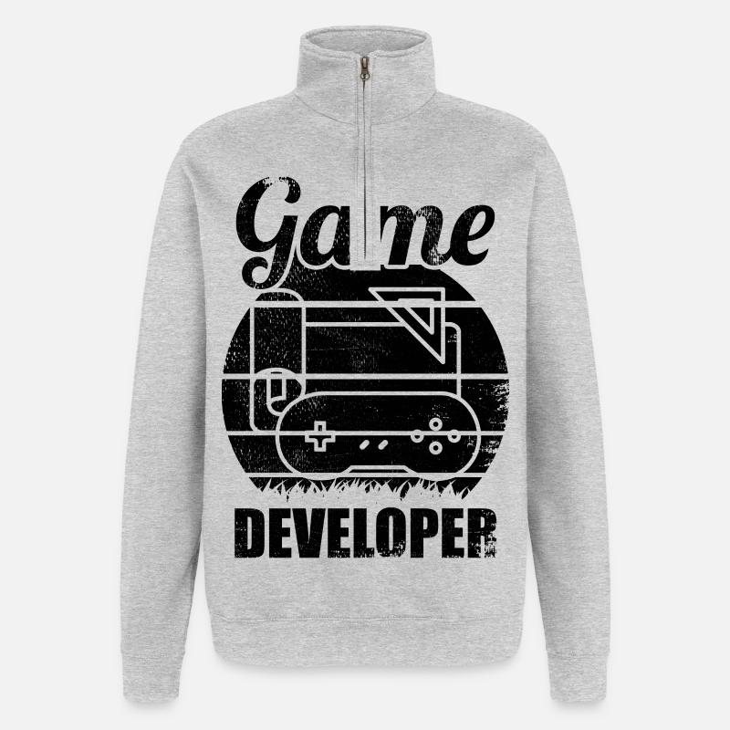 Funny game developer - Quarter-Zip Sweatshirt - heather grey