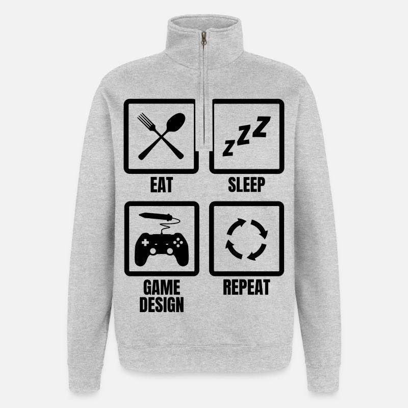 Game Design Routine - Quarter-Zip-Sweatshirt - Grau meliert