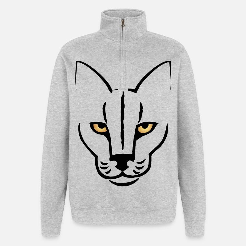 Der Blick der Katze - Quarter-Zip-Sweatshirt - Grau meliert