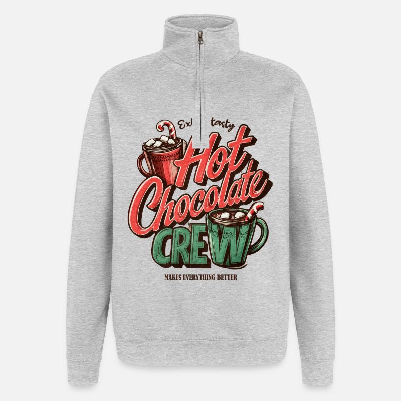 Équipe de chocolat chaud - Sweat à zip 1/4 - gris chiné