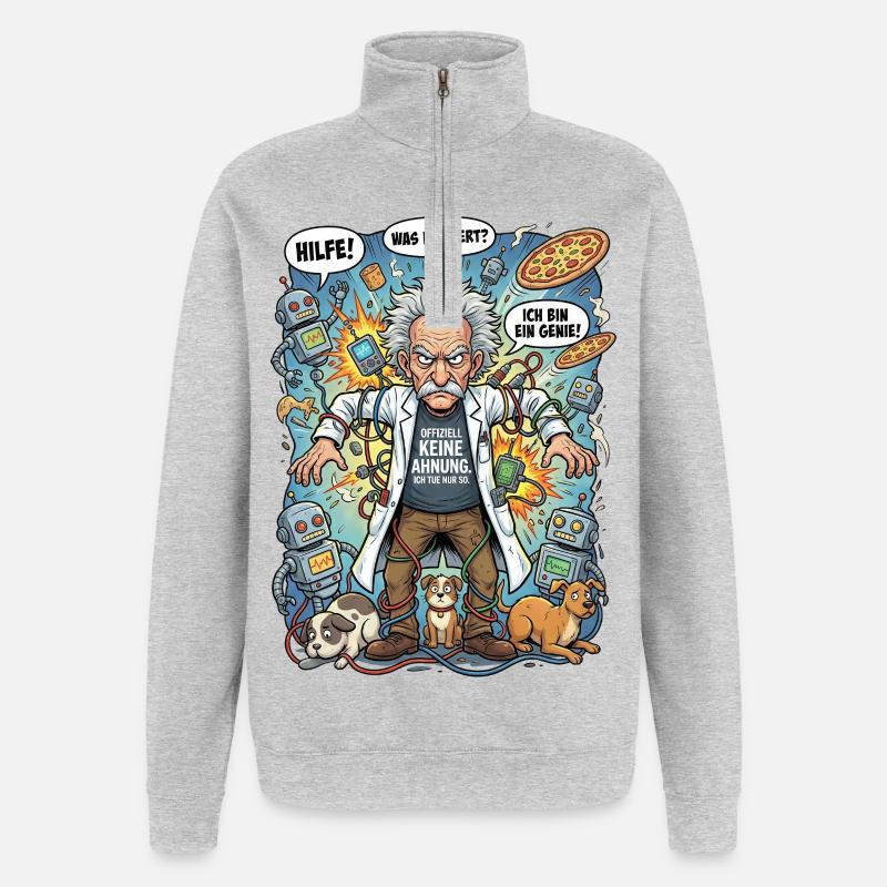 Genius in chaos: Einstein and robots - Quarter-Zip Sweatshirt - heather grey
