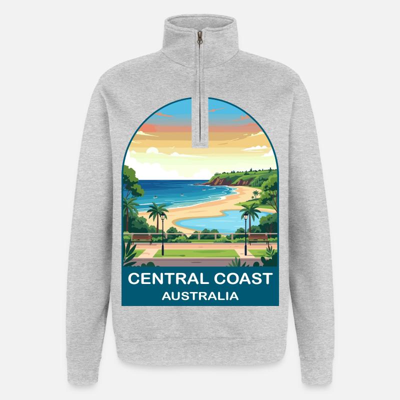 Central Coast Australien Strandreiseplakat - Quarter-Zip-Sweatshirt - Grau meliert