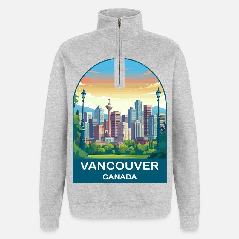 Vancouver Canada Harbour Centre Reisekunst - Quarter-Zip-Sweatshirt - Grau meliert
