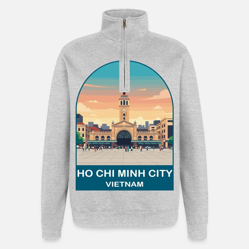 CTY02064 - Sweat à zip 1/4 - gris chiné