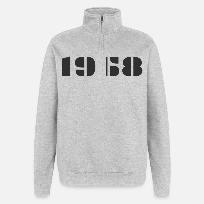 1968 - Sweat à zip 1/4 - gris chiné