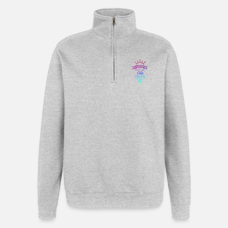 Positive mentale Einstellung - Quarter-Zip-Sweatshirt - Grau meliert