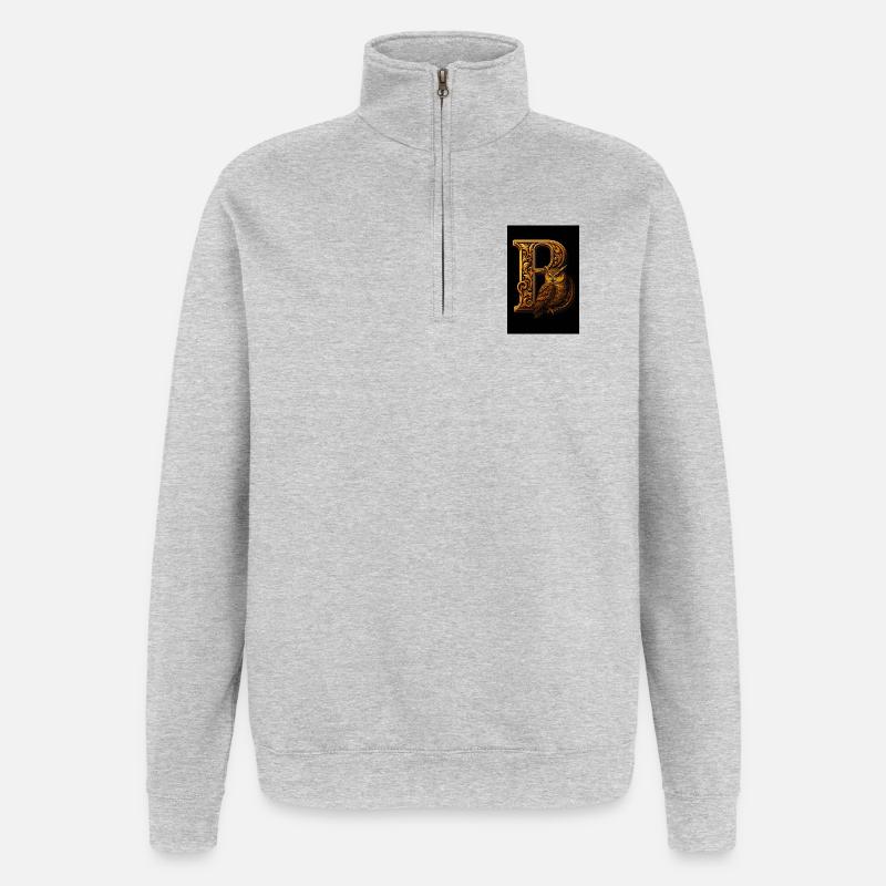 B - Magisches Ornament mit Eule - Quarter-Zip-Sweatshirt - Grau meliert