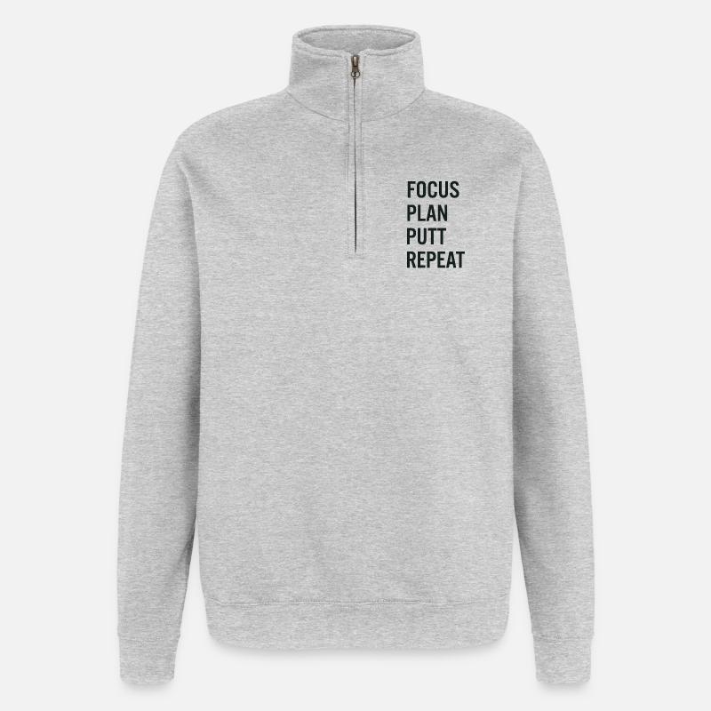 Golf Focus Plan Putt Reapeat - Quarter-Zip-Sweatshirt - Grau meliert