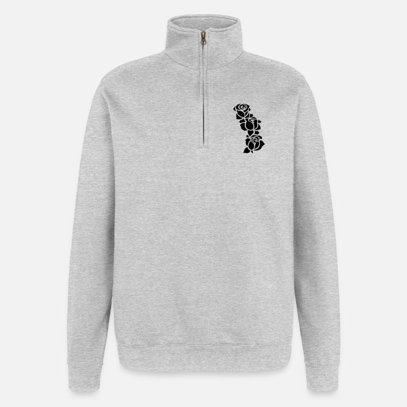 Blumen - Quarter-Zip-Sweatshirt - Grau meliert