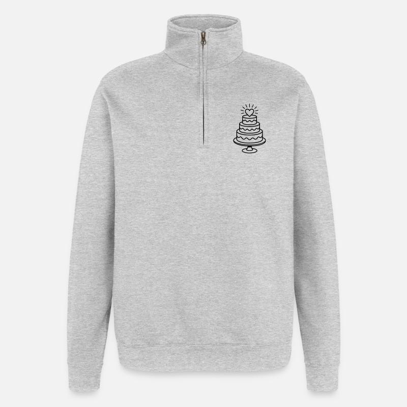 Mariage - Pièce montée - Sweat à zip 1/4 - gris chiné