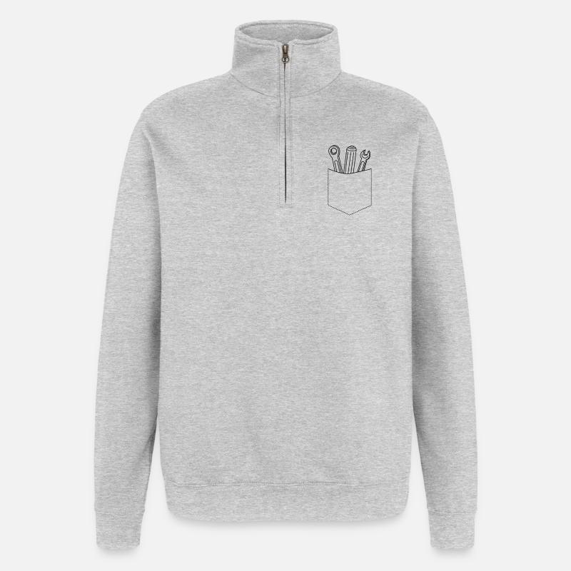 Poche de poitrine de clé - Sweat à zip 1/4 - gris chiné