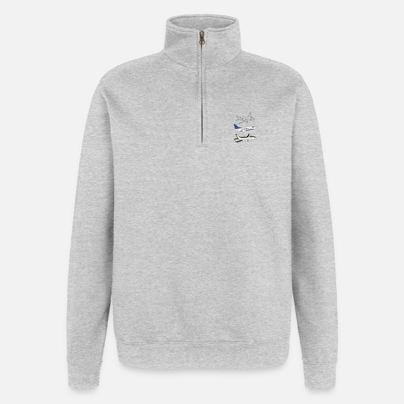 avion - Sweat à zip 1/4 - gris chiné