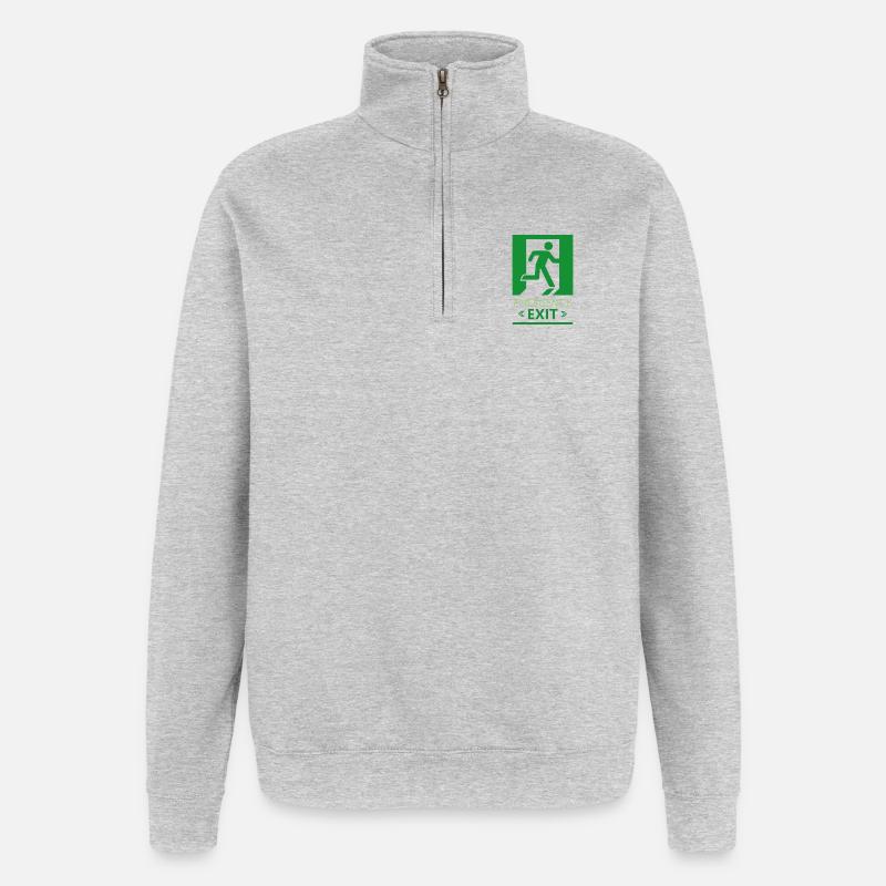 Emergency Exit Basic Green - Quarter-Zip Sweatshirt - heather grey