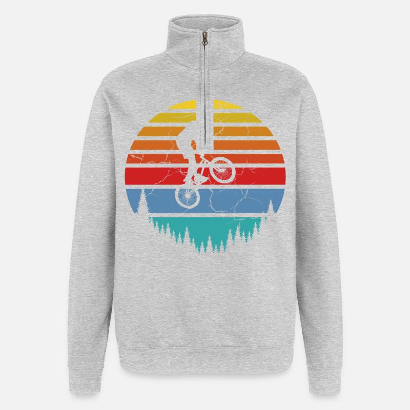 Fahrradfahrer, Biker - Quarter-Zip-Sweatshirt - Grau meliert