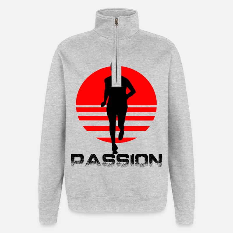 Runner - Sweat à zip 1/4 - gris chiné