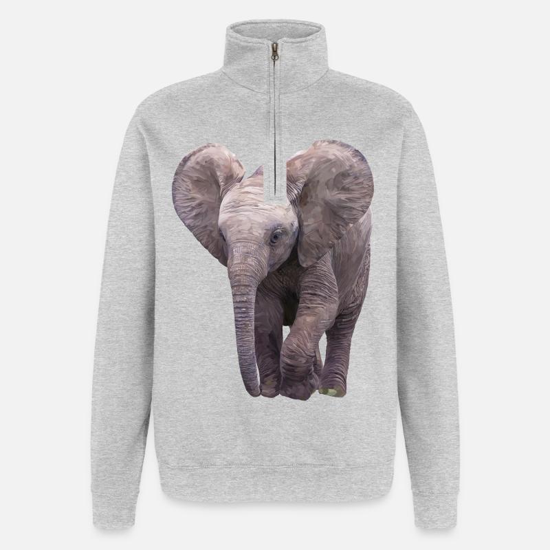 Elefäntchen - Quarter-Zip-Sweatshirt - Grau meliert